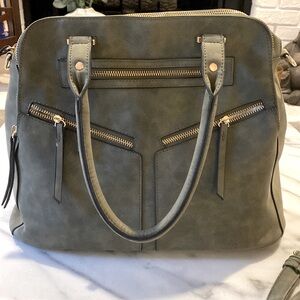 Olive green suede purse with optional strap